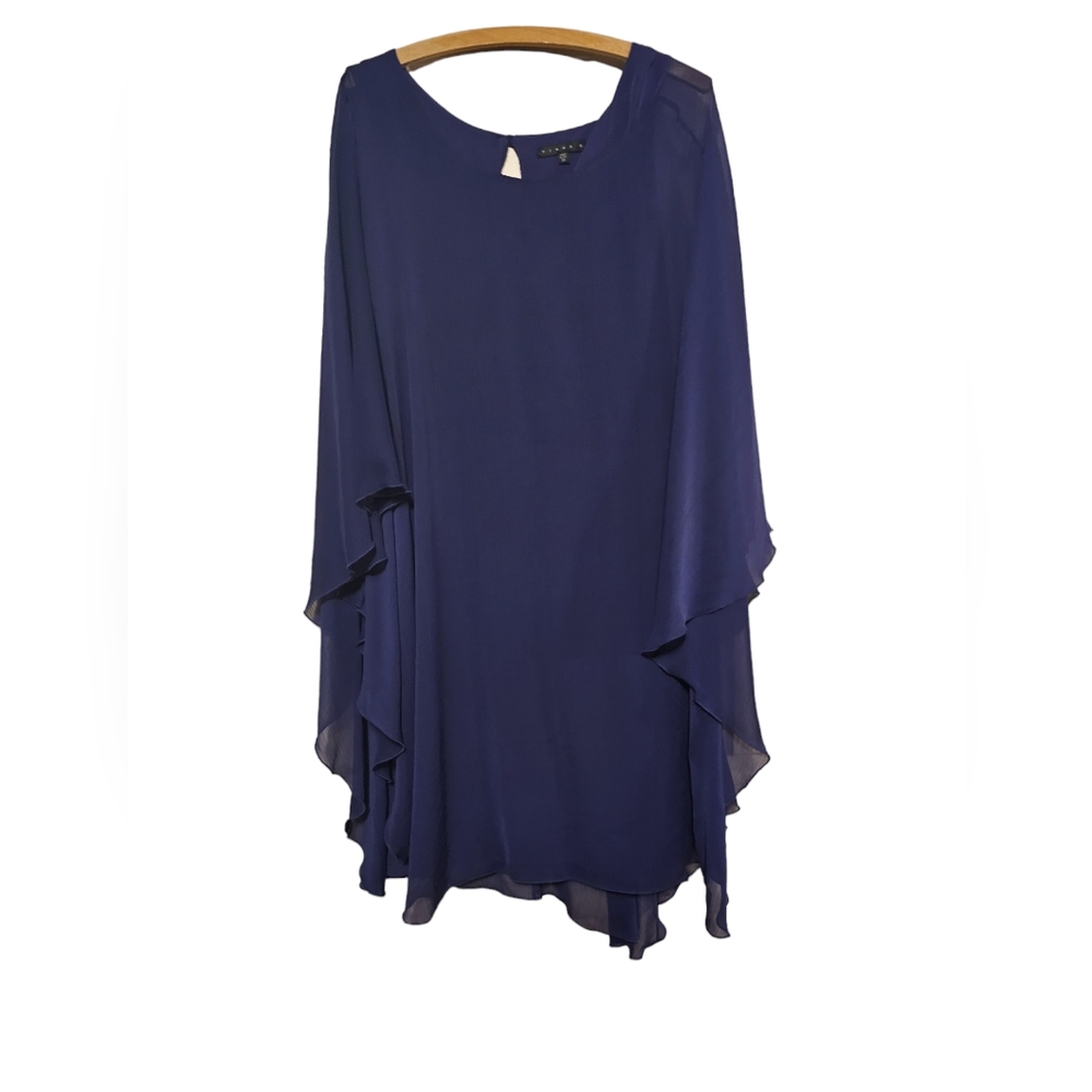 Flowy knee length dark purple dress - Size1X